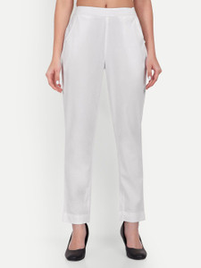 githaan Regular Fit Women White Trousers