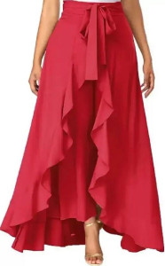femus Flared Women Red Trousers