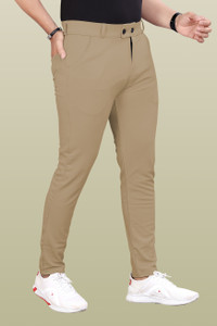 GIBBONTE Slim Fit Men Khaki Trousers