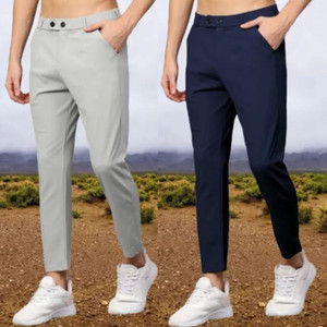 We Perfect Slim Fit Men Grey, Blue Trousers