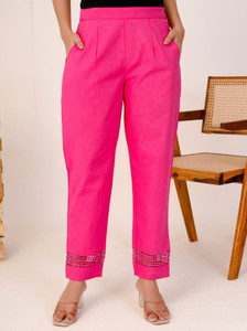 Chiraiyaa Regular Fit, Straight Fit Women Pink Trousers