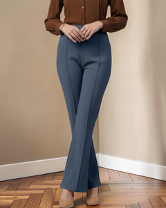 FUBACK Flared Women Grey Trousers