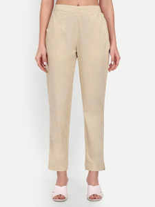 githaan Straight Fit Women Beige Trousers