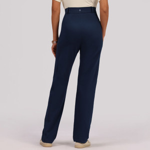 BlissClub AM:PM Air Straight Pants - Cotton - Regular Straight Fit Women Blue Trousers