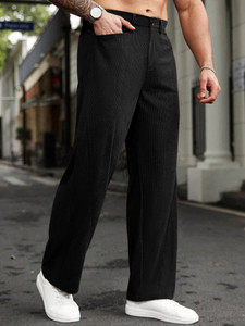 Rajovati Loose Fit Men Black Trousers