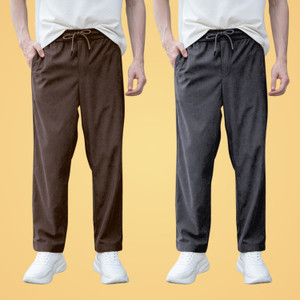 GIBBONTE Solid Men Brown, Grey Track Pants