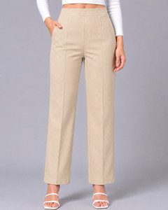 lukra Straight Fit Women Beige Trousers