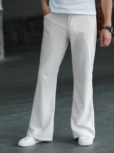 प्लस91 पुरुषों के लिए सफेद लूज़ फिट ट्राउज़र्स