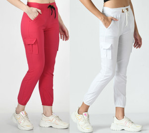 GLADLY Skinny Fit Women Pink, White Trousers