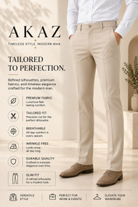 AKAZ Slim Fit Men Beige Trousers