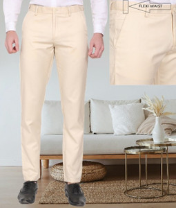 AD & AV Regular Fit Men Cream Trousers