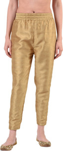 FAZONIX Regular Fit Women Gold Trousers