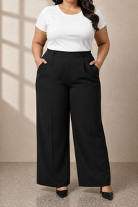 SQEW Loose Fit Women Black Trousers