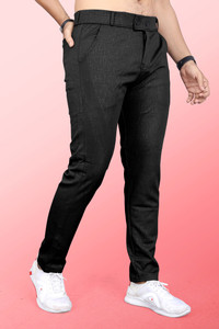 INDICLUB Slim Fit Men Black Trousers