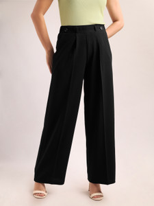 PURVAJA Loose Fit Women Black Trousers