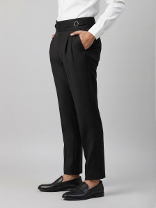 KAPTO Men Tapered Black Lycra Blend Trousers - Image 1