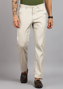 VAN HEUSEN SPORT Regular Fit Men Cream Trousers