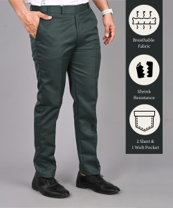 STREETVIBES Regular Fit Men Dark Green Trousers