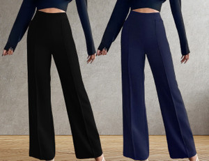 Kintu Parantu Regular Fit Women Black, Blue Trousers
