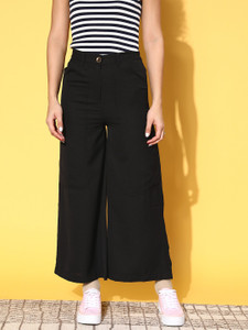 PLUSS Regular Fit Women Black Trousers