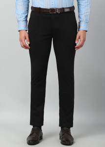 PETER ENGLAND Regular Fit Men Black Trousers