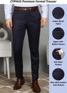 CYPHUS PREMIUM Slim Fit Men Dark Blue Trousers