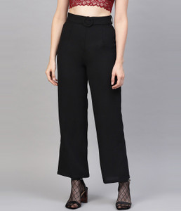 SASSAFRAS Regular Fit Women Black Trousers