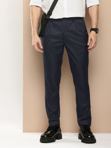 encore by INVICTUS Regular Fit Men Blue Trousers