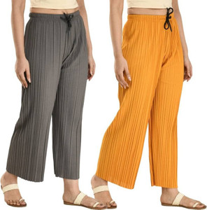 Vastra Regular Fit Women Grey, Yellow Trousers