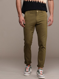 WROGN Slim Fit Men Green Trousers