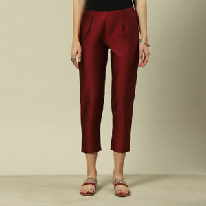 RANGRITI Regular Fit Women Maroon Trousers