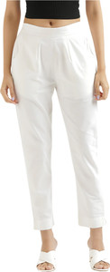 D&H Regular Fit Women White Trousers