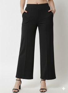 Gheiebvdo Regular Fit Women Black Trousers