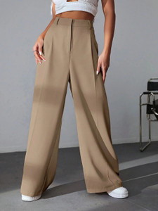 BEAUTEEY Loose Fit Women Beige Trousers