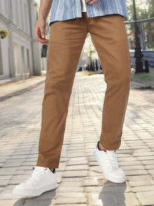 Urbano Fashion Slim Fit Men Khaki Trousers