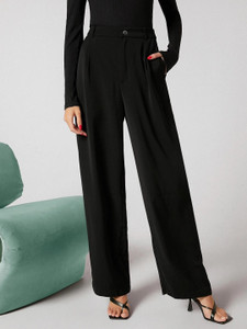 KOTTY Regular Fit Women Black Trousers