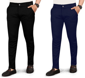 BHIKADIYA Relaxed Men Black, Blue Trousers
