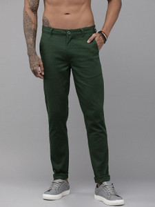 Roadster Slim Fit Men Green Trousers