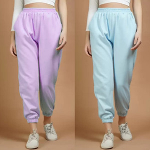 ASK CREATION Regular Fit Women Purple, Light Blue Trousers