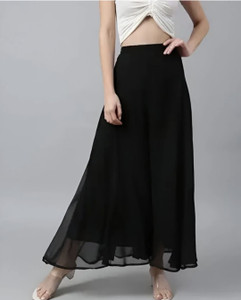 Plazowala Flared Women Black Trousers