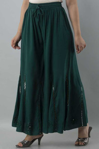 Harshraj Flared Women Dark Green Trousers