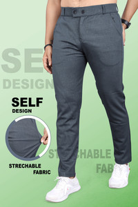 INDICLUB Slim Fit Men Grey Trousers