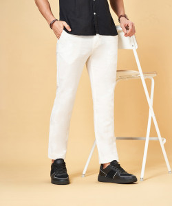 Byford by Pantaloons Slim Fit Men White Trousers