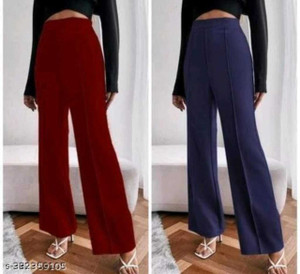TheAayush Comfort Fit Women Maroon, Dark Blue Trousers