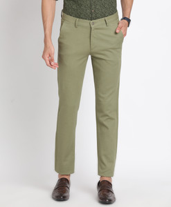TURTLE Skinny Fit Men Dark Green Trousers