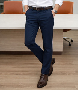 DENRO Slim Fit Men Blue Trousers