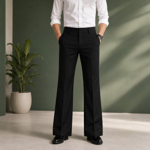 KDR TRADER Comfort Fit, Regular Fit Men Black Trousers