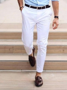 PESADO Slim Fit Men White Trousers