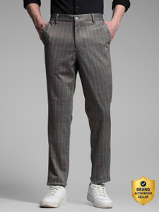 JACK & JONES Slim Fit Men Grey Trousers
