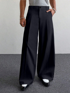 Klossy Loose Fit Men Grey Trousers - Image 6